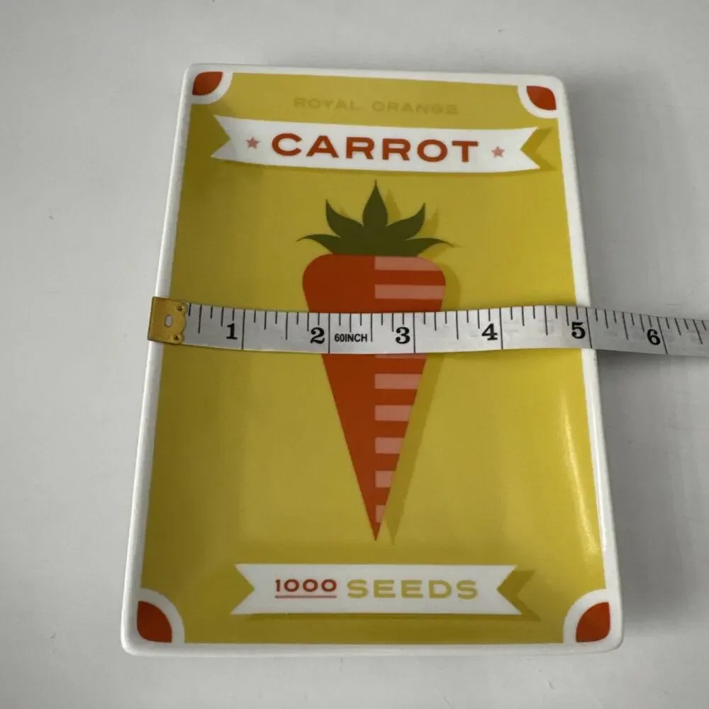 Crate & Barrel Vegetable Seed Packet Appetizer Plates Set of 6 Farmhouse